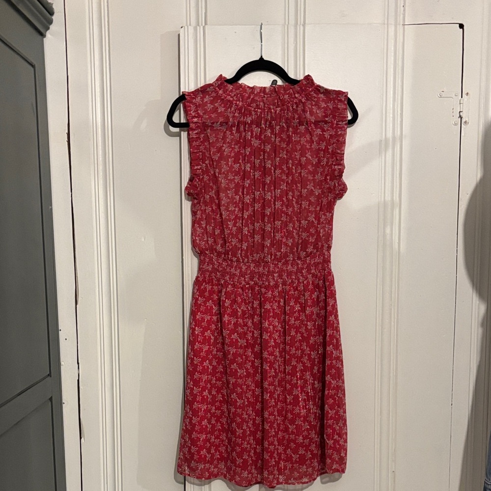 Chic Pink Floral Sheer Sleeveless Dress